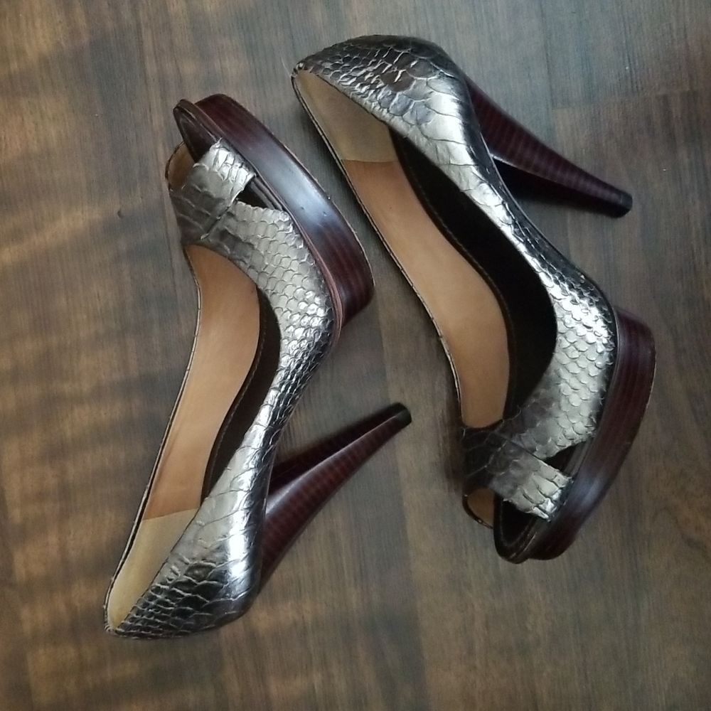 Bcbgmaxazria Python Platform Peeptoe All Leather … - image 6